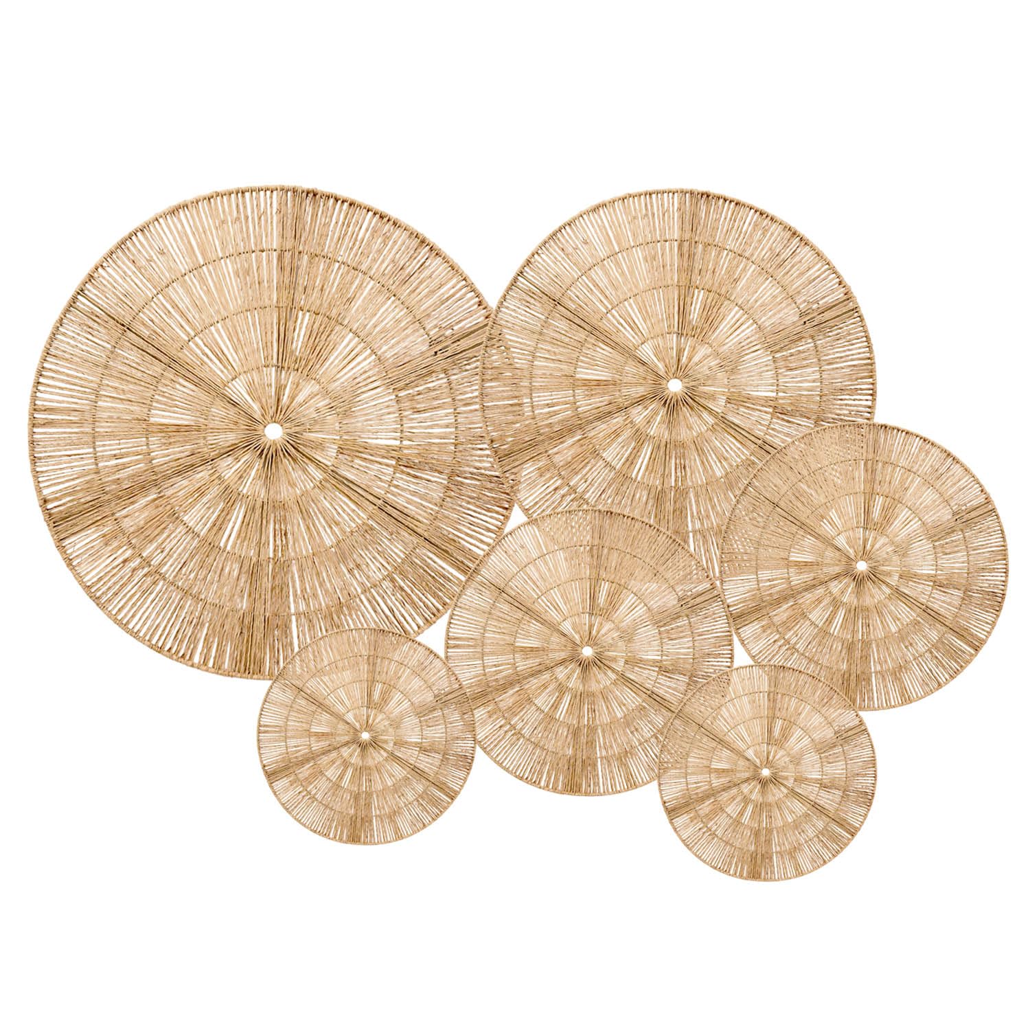 Laquedecraft Juego de cestas de mimbre bohemio para decoración de pared, gran tejido rústico, bohemio, para decoración del hogar, dormitorio, sala de estar, cocina, baño (clásico, natural, juego de 6)