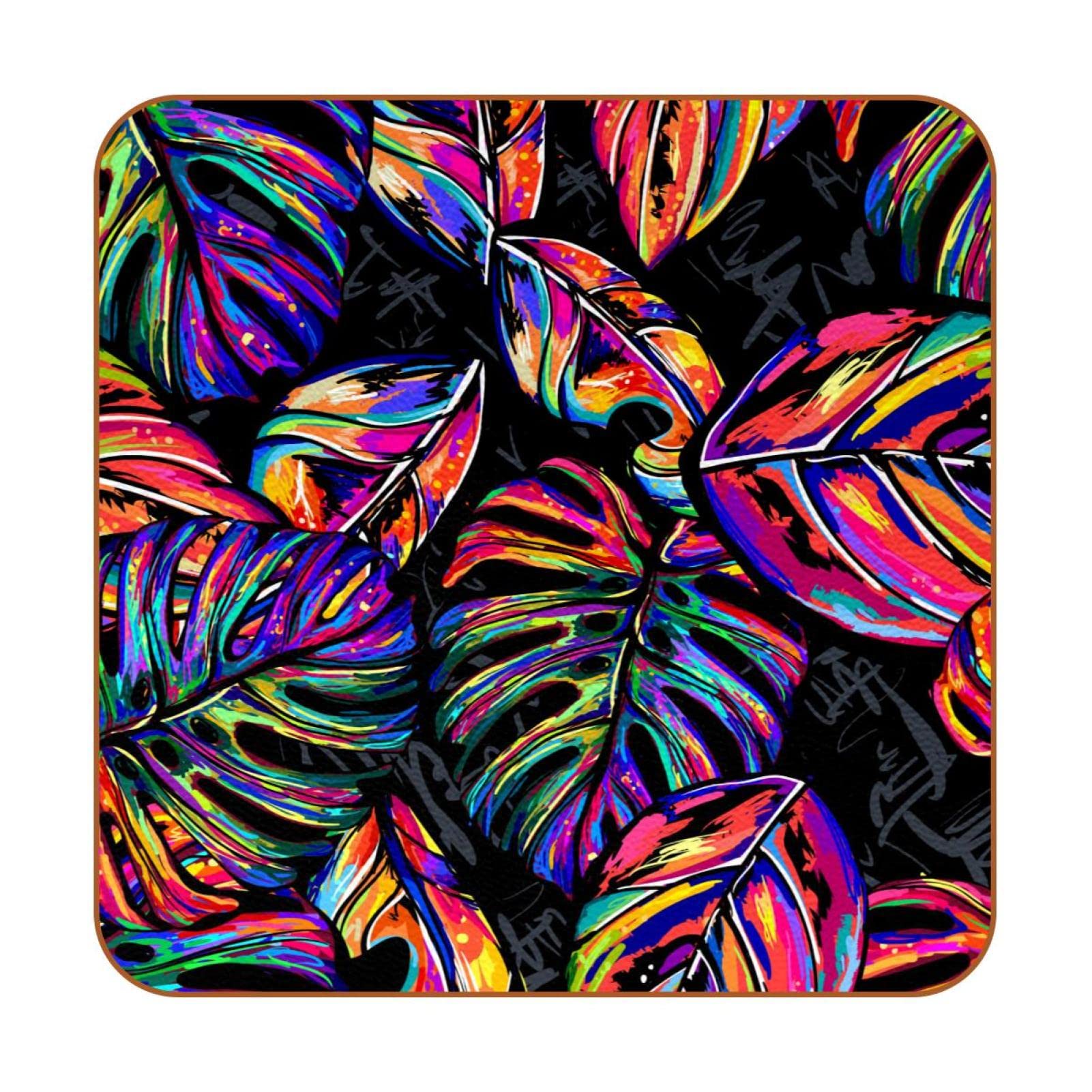 Dessous de verre feuille tropicale x6 antidérapants et lavables