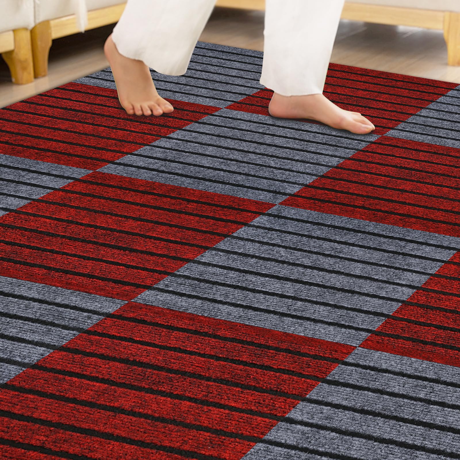 Yoedge Teppichfliesen 30x30cm - 12 Stück Selbstklebend Rutschfest