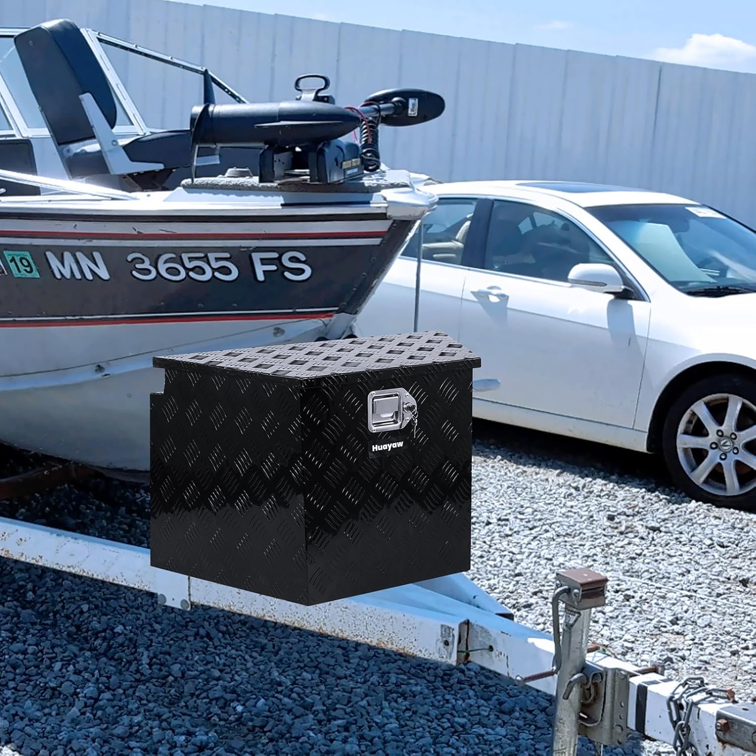 29 Inch Aluminum Trailer Tongue Tool Box, Heavy Duty Utility Truck Tool Storage Box with Lock and 2 Keys, for Trailers, ATVs, RVs