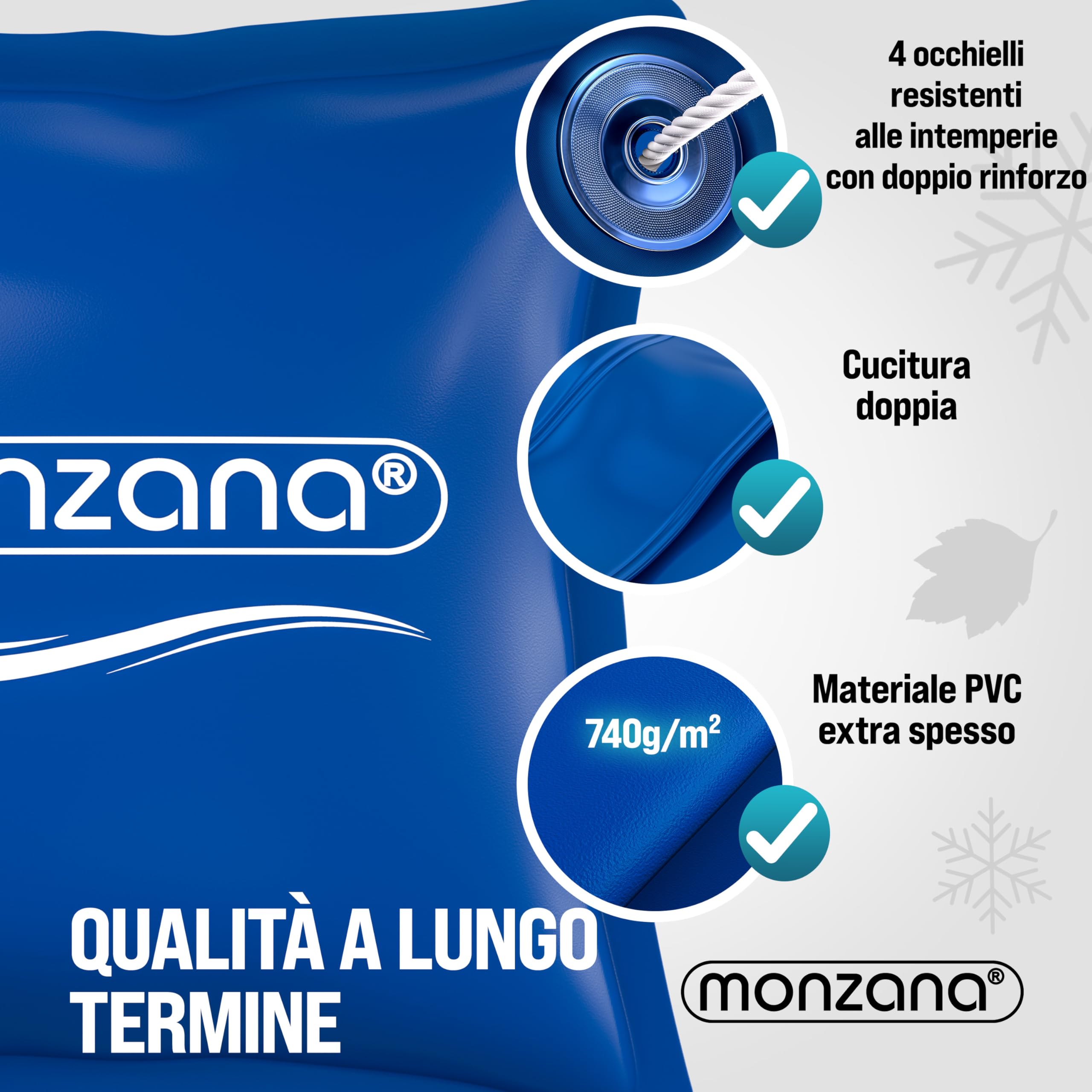 MONZANA® 6x Cuscino Gonfiabile per Piscina Invernale 120 cm XL PVC -20°C Doppia Cucitura 4 Occhielli Valvola Sicurezza Copertura Pool Winter | Cuscino Invernale, XL, Copertura, Pool, PVC, Resistente, Carico Max 15 Kg, Doppia Cucitura, Antigelo, Antifoglie