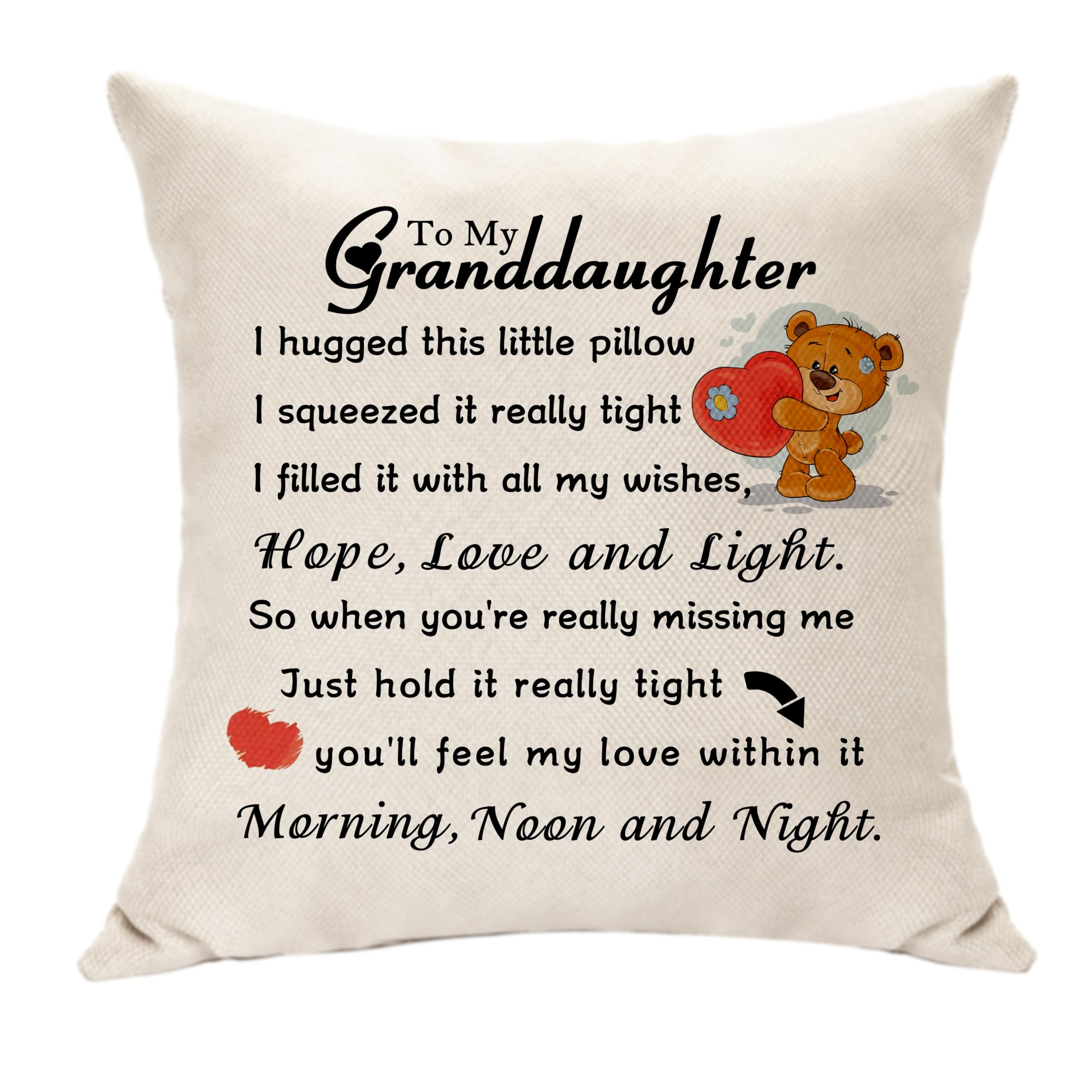 HasodeoGranddaughter Gifts: Cushion Cover for Granddaughter's Birthday - Throw Pillow Cover, 45 x 45 cm