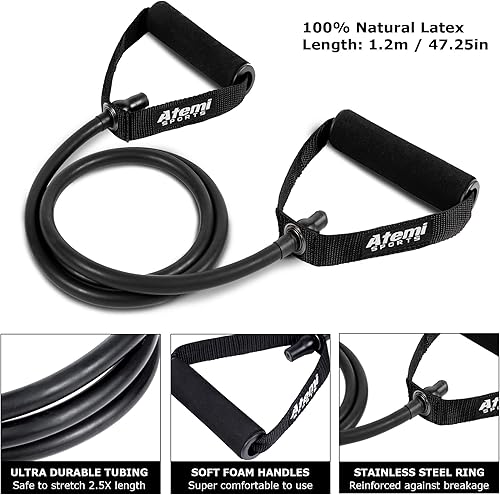 Miniatura 2 de Atemi Sports Banda de resistencia con asas y anclaje de puerta, tubos de resistencia para gimnasio con asas, anclaje de puerta para bandas de