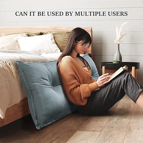 Miniatura 2 de Almohada rectangular para cabecero de lectura, cojín grande, respaldo extraíble, almohada de lectura, cabecero, regalo para mamá, gris, matrimonial