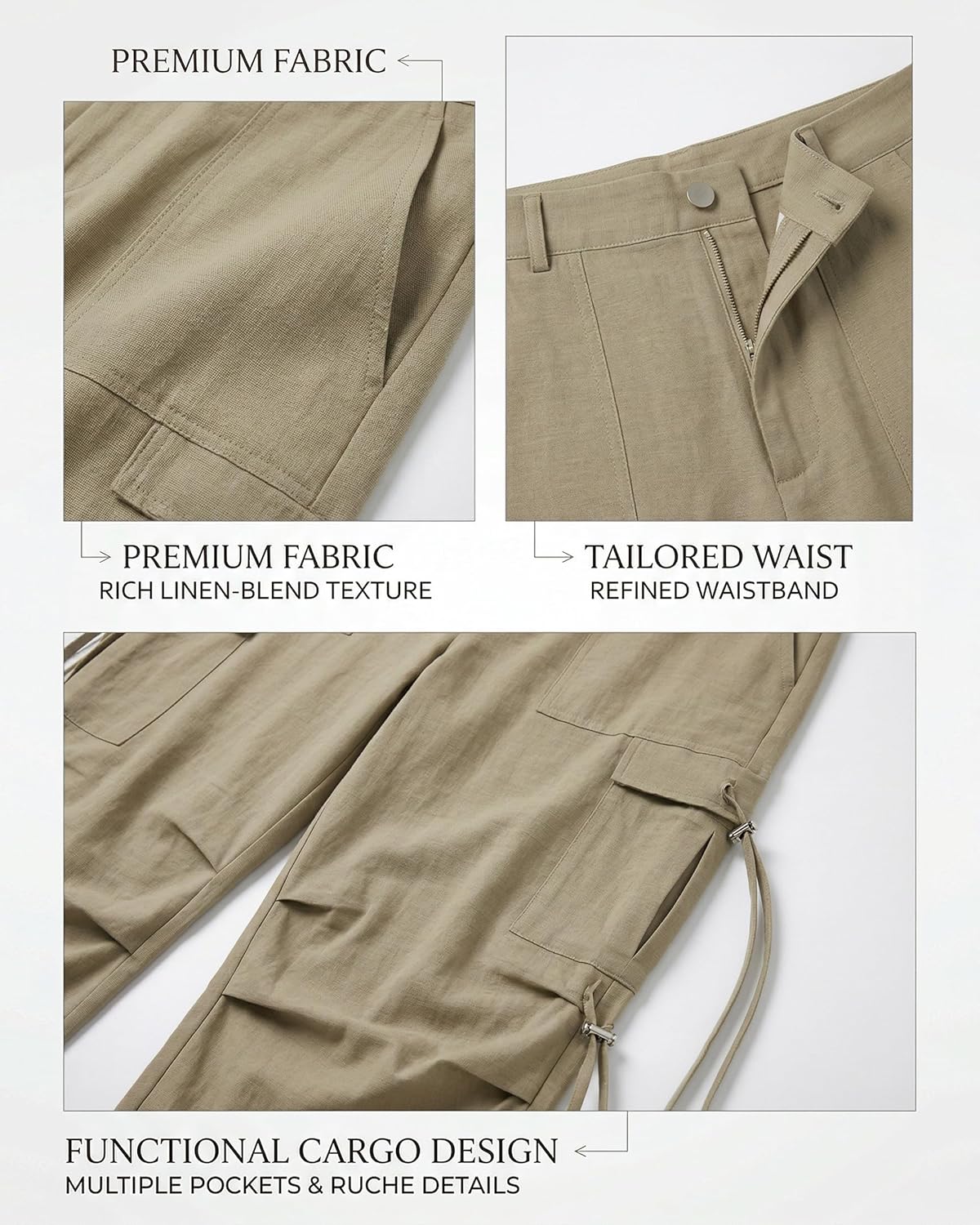 Drawstring Baggy Pleated Pants Women Casual Wide Leg High Waist Drawstring Beach Summer Trousers 2026