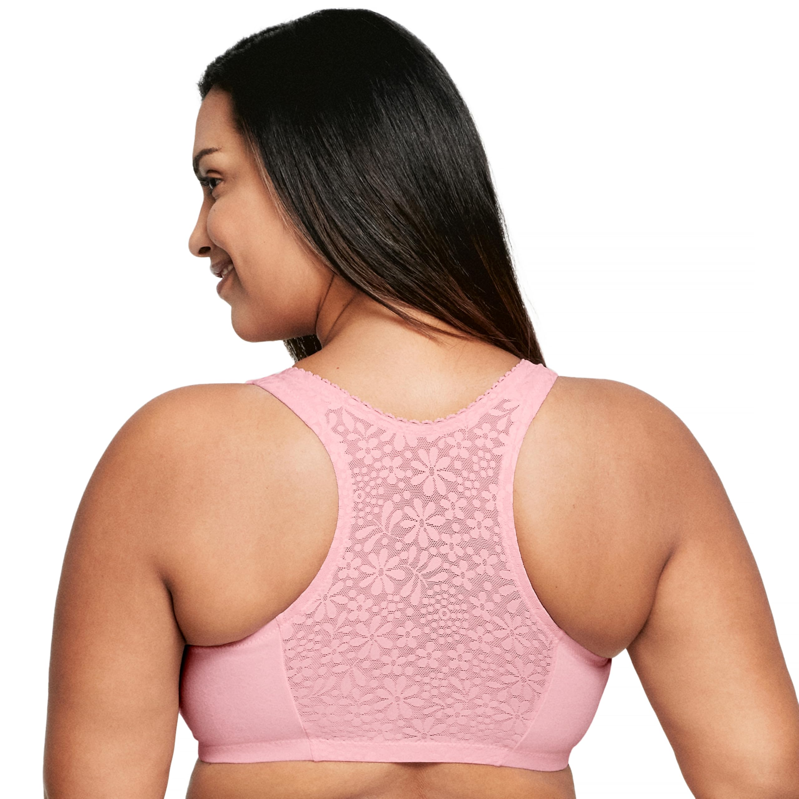 Glamorise Pełna figura Plus Size Bawełniany T-Back Komfortowy Biustonosz Bez fiszbin #1908 Różowy Blush, Róż (Pink Blush)