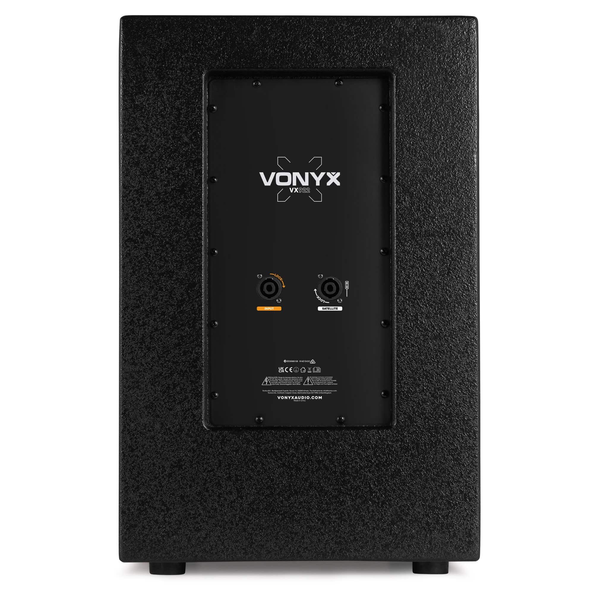 Vonyx VX922 – Sistema PA Line Array 2.2 con Doble subwoofer de 12 Pulgadas 1600W, Bluetooth 5.0, DSP, USB y entradas XLR RCA, Equipo Sonido Profesional para DJ, Eventos, Fiestas y directos potentes