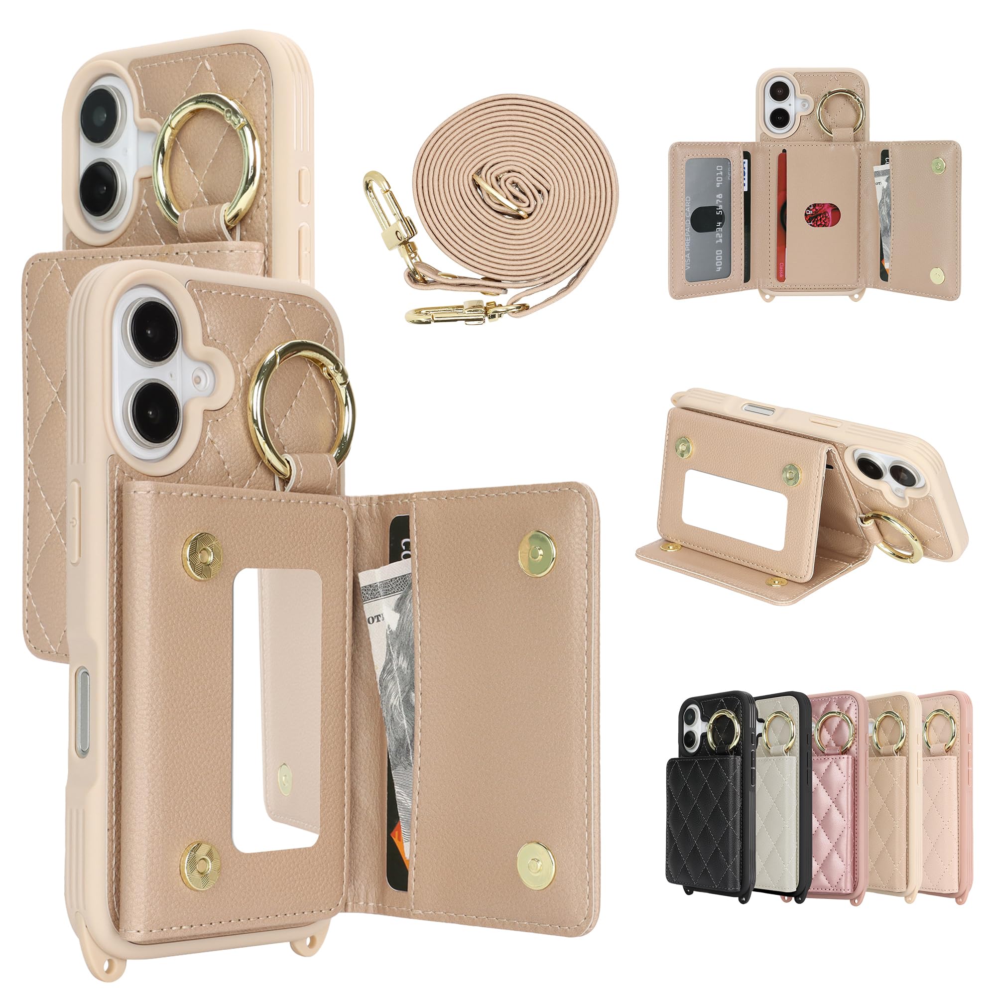 Amazon.co.jp: CLICSUN iPhone 16 用 ケース ショルダー 背面カード