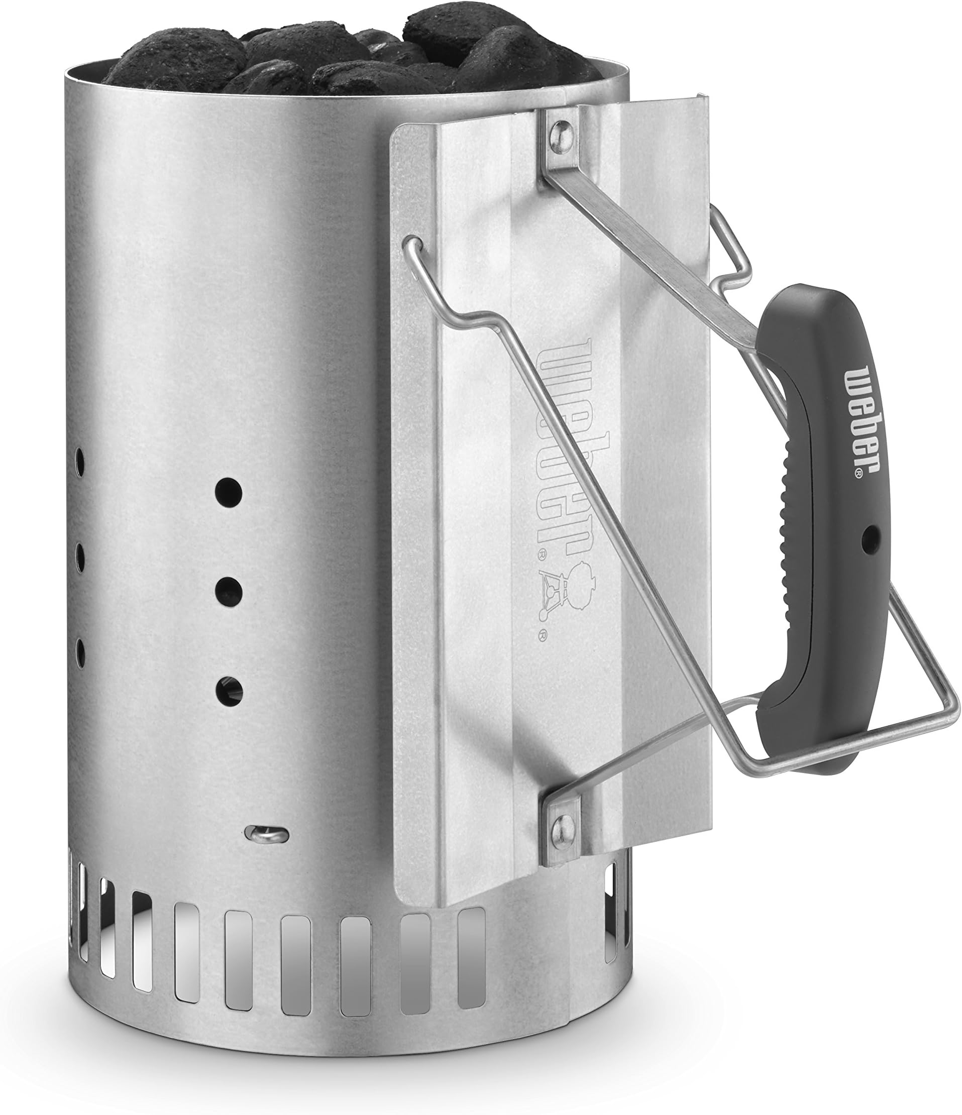 Weber Rapidfire Chimney Starter, Standard – Fast‑Lighting Charcoal Starter for Quick & Even Hot Coals, Durable Silver Metal Design for BBQ Grilling