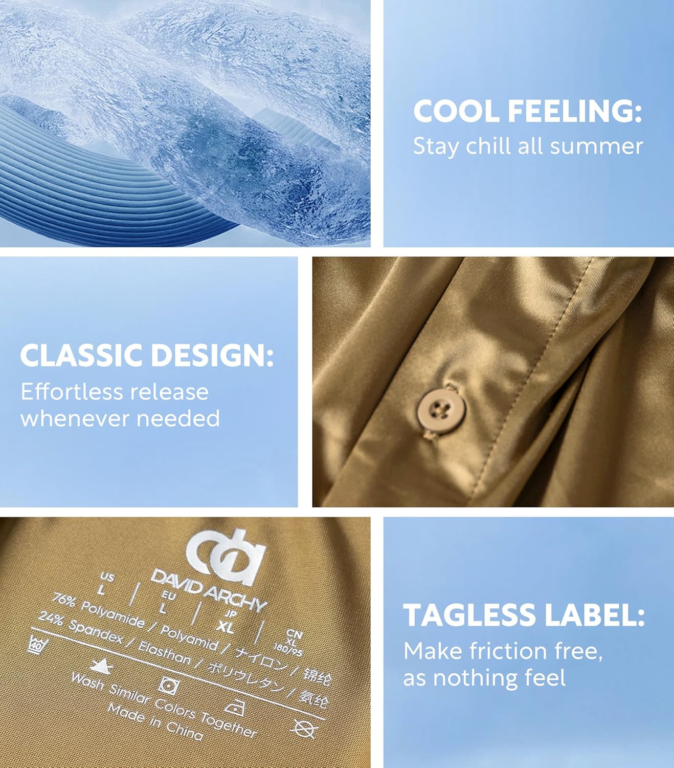 DAVID ARCHY Stretch Satin Boxers for Men, Silk Feeling Boxer Shorts, Breathable Loose Men's Underwear for Sleep 3 Pack - Image 5