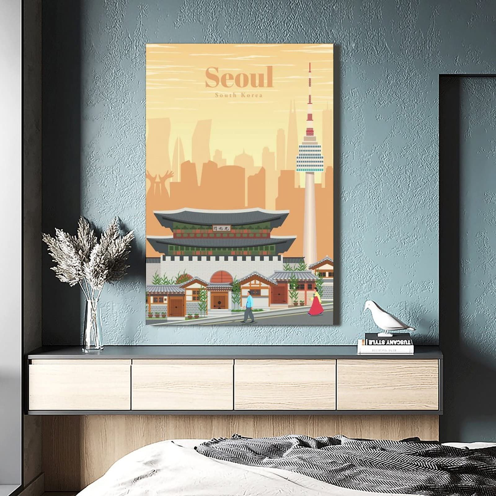 Poster d Seoul Stampa artstca d Seoul Arte da parete della Corea del Sud con lo skylne d