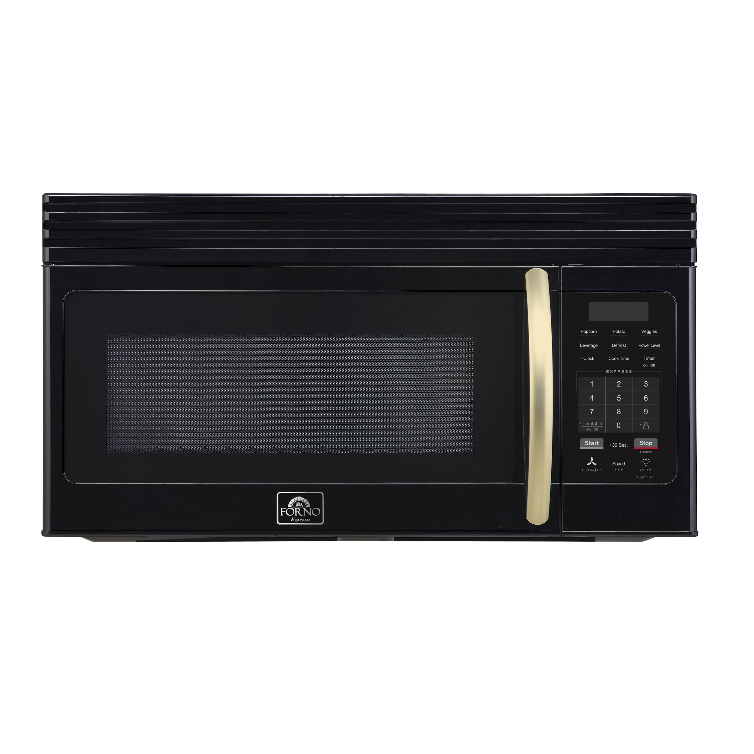 FORNO Scalo 30-Inch Over-the-Range Microwave, 1.6 cu.ft – White Finish with Antique Brass Accents – 300 CFM Ventilation, Touch Control Panel, LED Interior Lighting – FOTR3007-30BLK