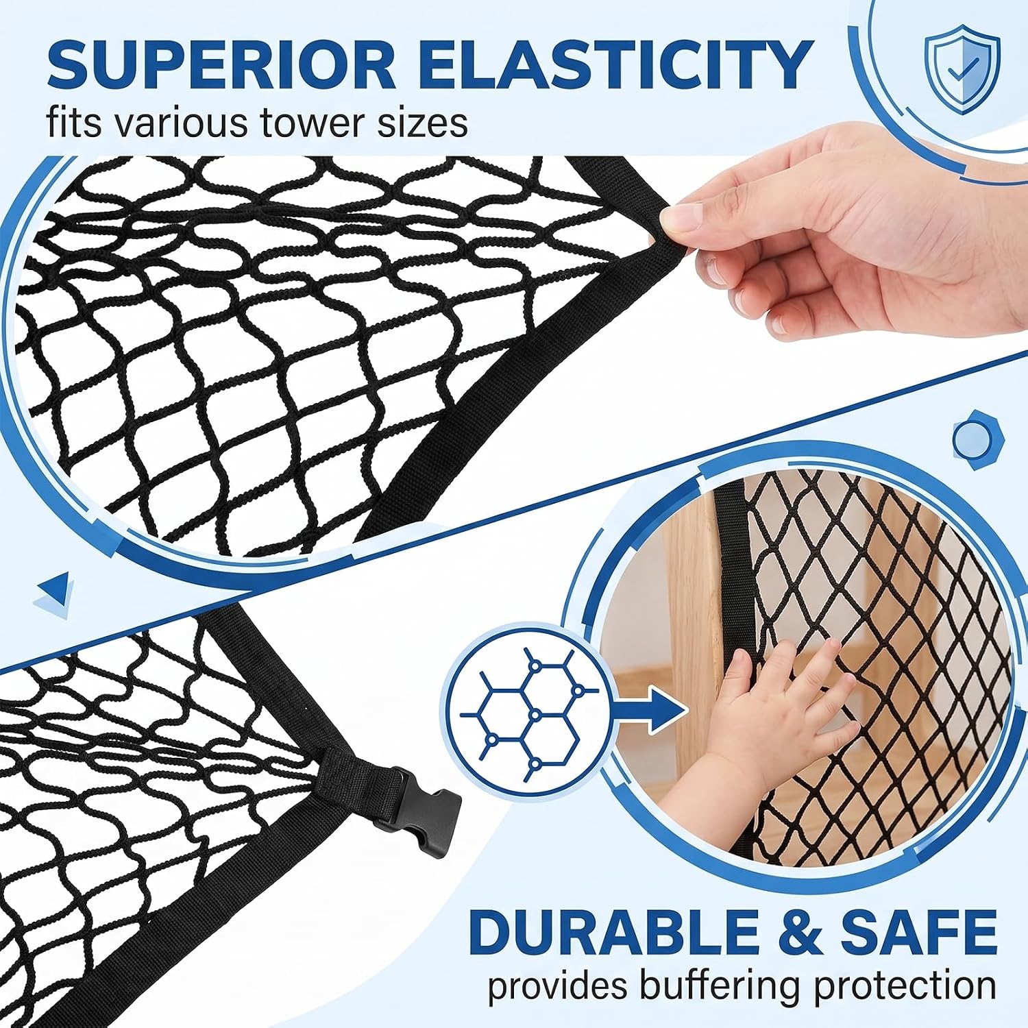 Toddler Tower Safety Net Suitable for Toddler Learning Towers,Foldable Tower,Standing Tower,Tower Foldable,Tower Kitchen Helper,Tower with Net,Black (40 * 40cm)