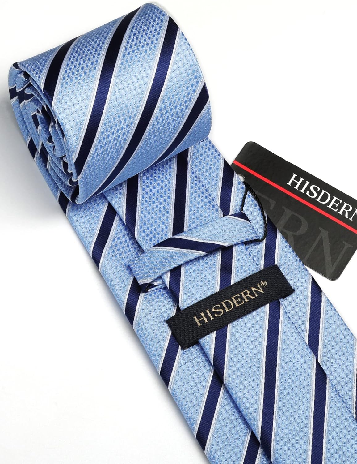 HISDERN Mens Ties Set Stripe Plaid Ties for Men and Pocket Square Cufflinks Formal Silk Necktie Wedding Business - Image 4