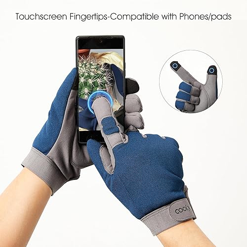 Miniatura 4 de COOLJOB Guantes de jardín extragrandes a prueba de espinas con velcro para hombres, a prueba de pinchazos con almohadilla reforzada para el pulgar y