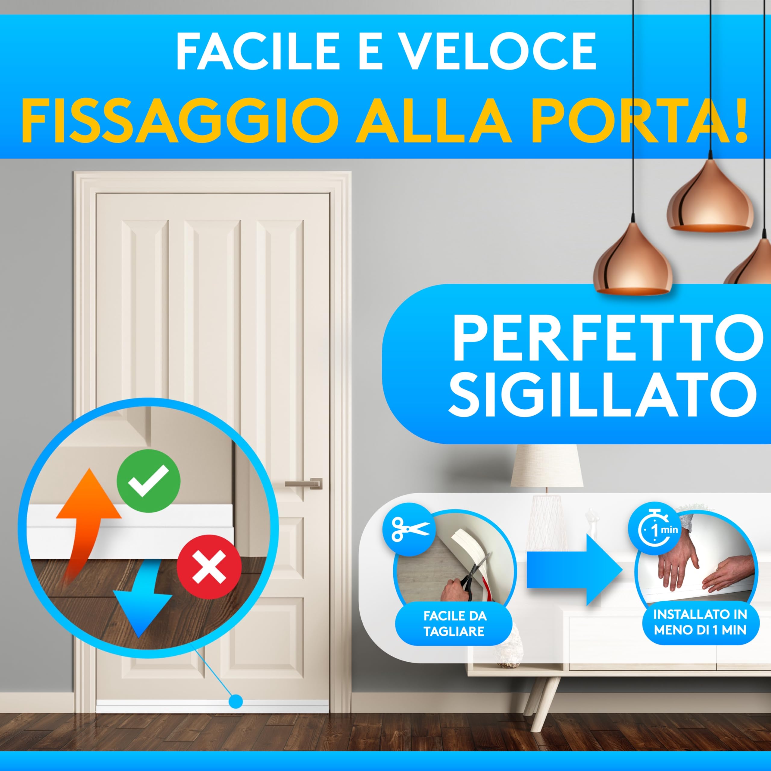 SilverRack Paraspifferi porta blindata Premium - Paraspifferi sottoporta - 1x1m Bianco - Paraspiffero Isolante dal Freddo Ideale per l'Isolamento Acustico - Paraspiffero per Porta d'Ingresso