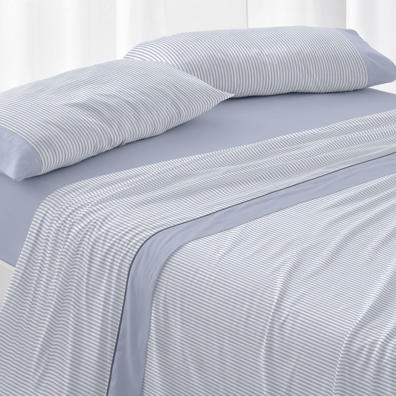 Burrito Blanco | Sábanas de Franela Premium 546 Azul | para Cama de 150 cm (+ Medidas Disponibles) | Sábanas 150 | Cama Doble 150