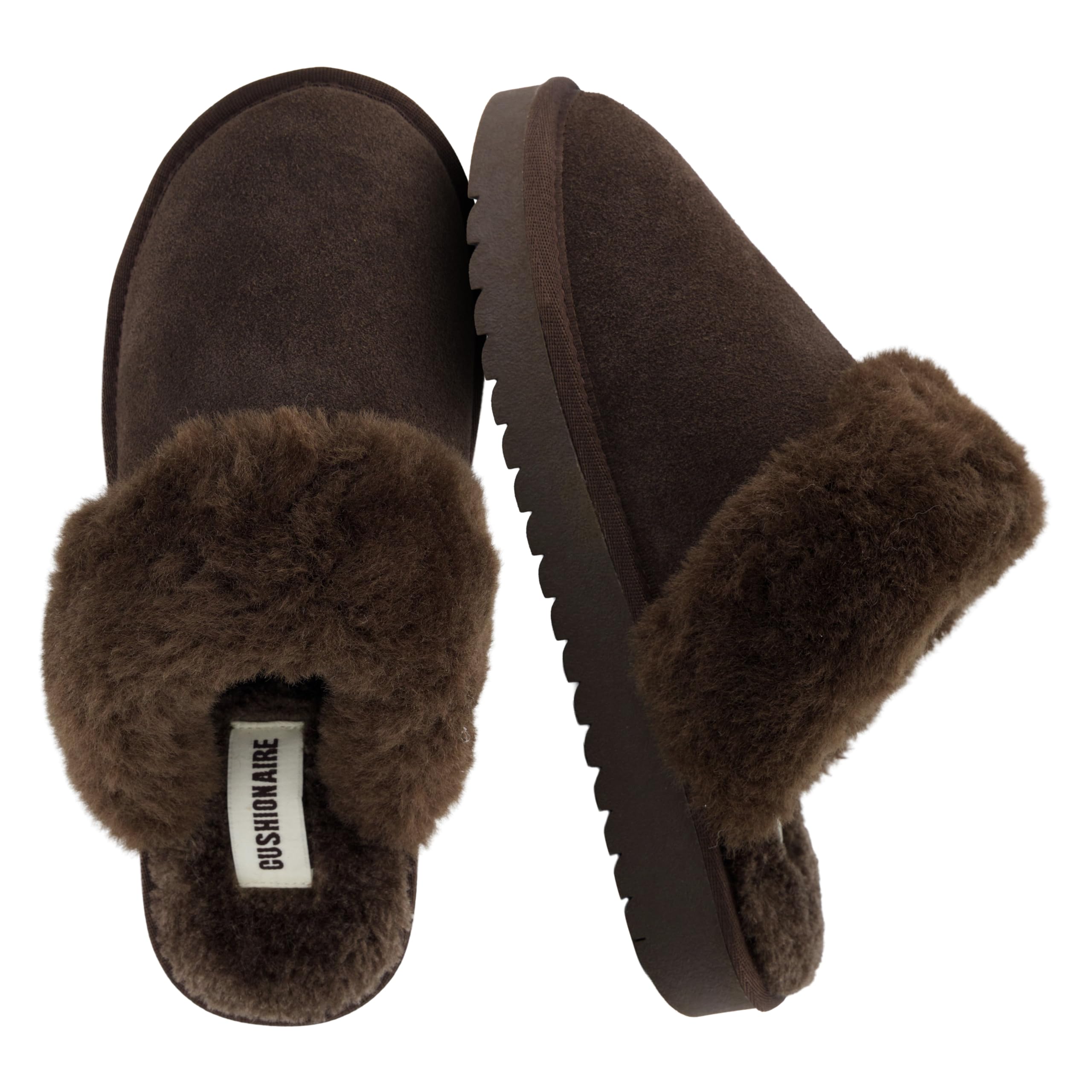 CUSHIONAIRE Hush Cozy Womens Slippers with Faux Fur Lining - Slip On Comfortable Mule House Slippers for Women Indoor and Outdoor