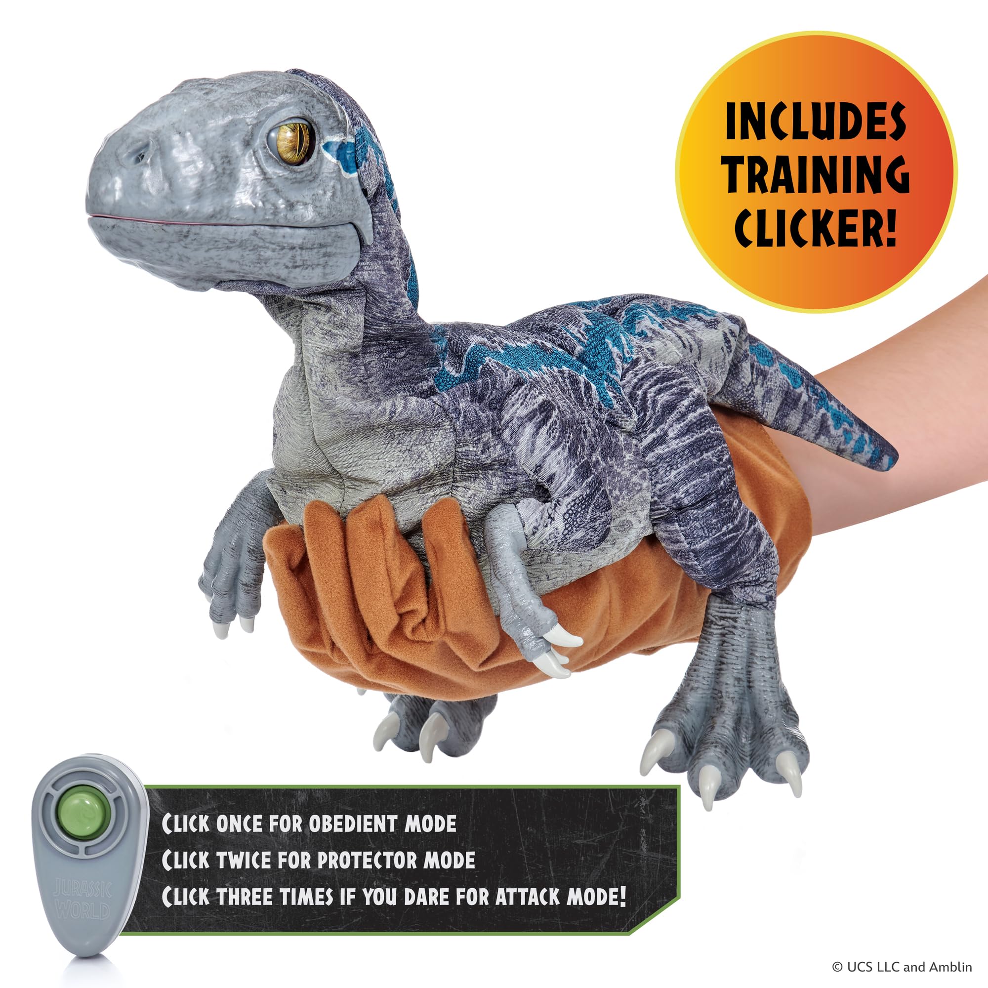 Jurassic World Blue Raptor Puppetronic - Interactive Dinosaur Toy -2