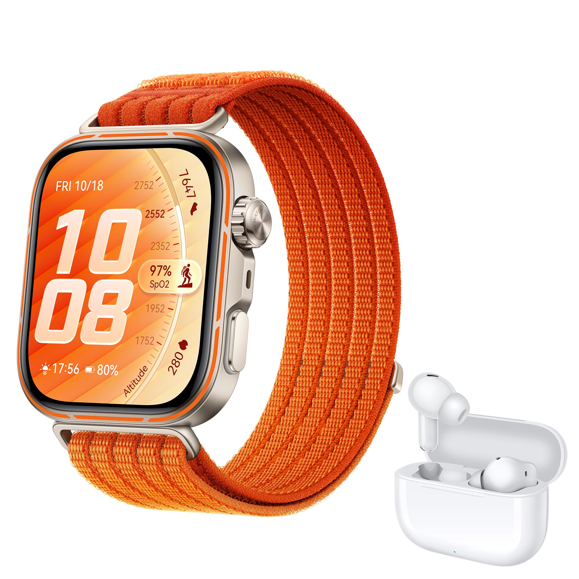HUAWEI WATCH FIT 5 Pro Smartwatch Arancione+FreeBuds SE 4 Bianco, GPS, ECG, 1,92'' Display FullView e Vetro Zaffiro, Pagamento NFC, Modalità Sport Outdoor, Monitoraggio della Salute