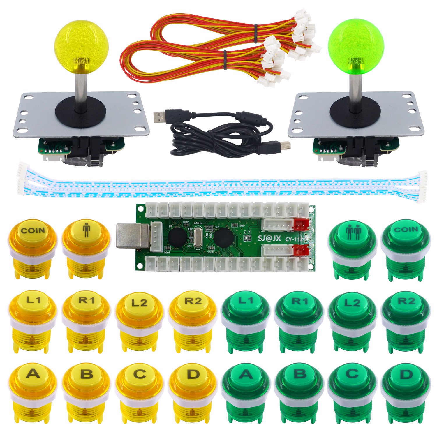 SJ@JX 2 graczy gra zręcznościowa DIY zestaw arcade joystick kontroler klawiatura mechaniczna przełącznik retro malina mama przycisk zręcznościowy