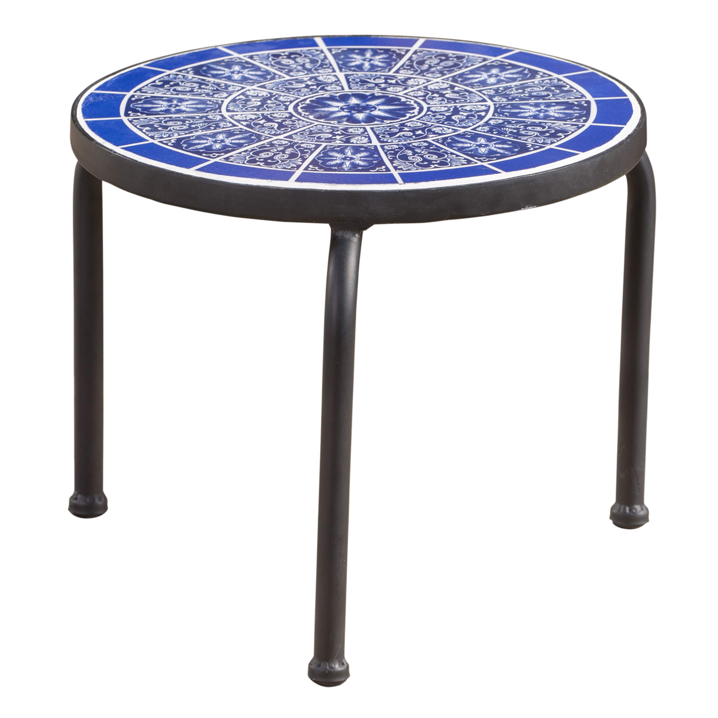 Christopher Knight Home Slate Outdoor Ceramic Tile Side Table with Iro | amzdealz