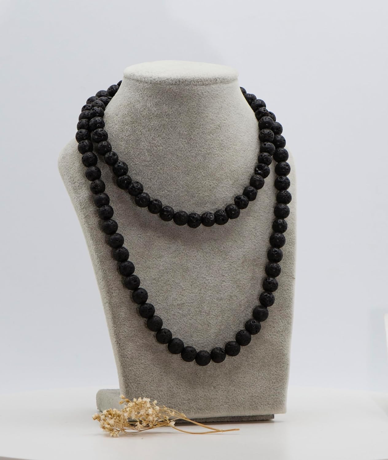 LTC Designs 8mm Round Lava Beaded Endless Necklace, 30" for Men, Women, Teens, Trending Crystal Healing Jewelry