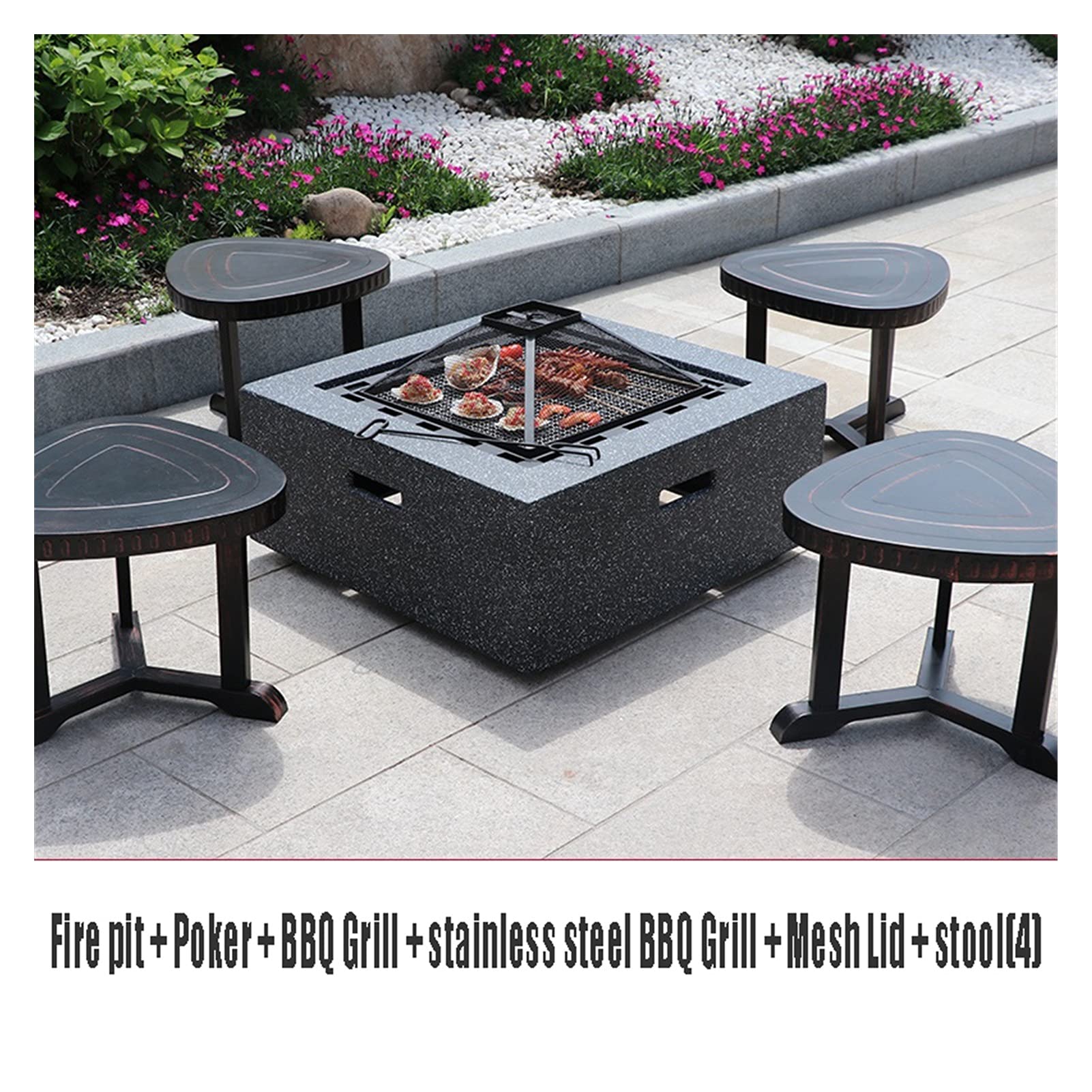 Braciere da Esterno Tavolo per Il Tempo Libero del Barbecue del Giardino del Giardino, Ciotola di Fuoco Bruciante del Legno All'aperto, Camino per Il Riscaldamento All'aperto, 71 Cm / 28 "