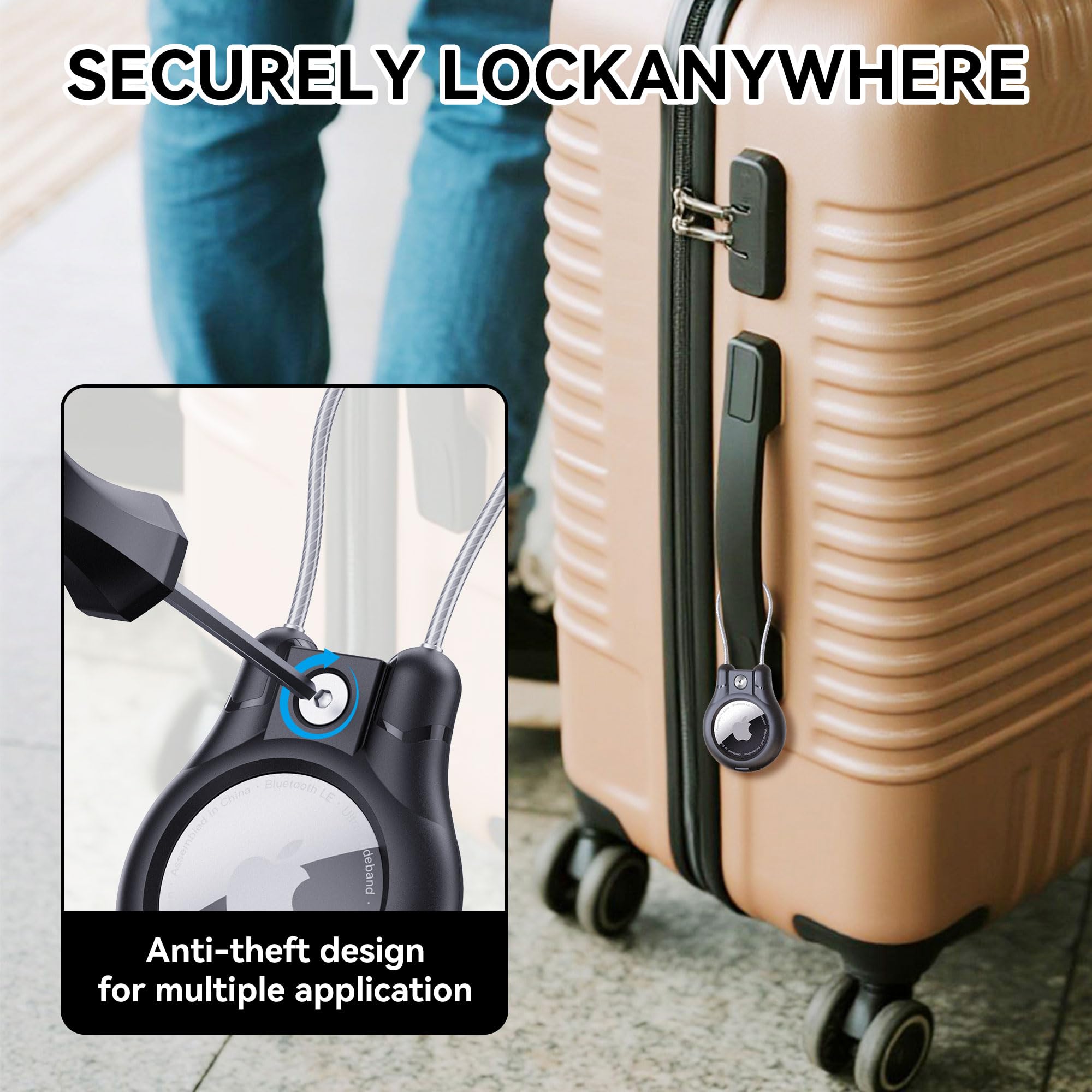 für Airtag Schlüsselanhänger 4er Pack,für Apple airtag 2 Secure Halter mit Kabel,wasserdichte Airtag 2 Generation Hülle für Gepäck,Schlüsselring,Schlüssel,Gepäckanhänger, Rucksack
