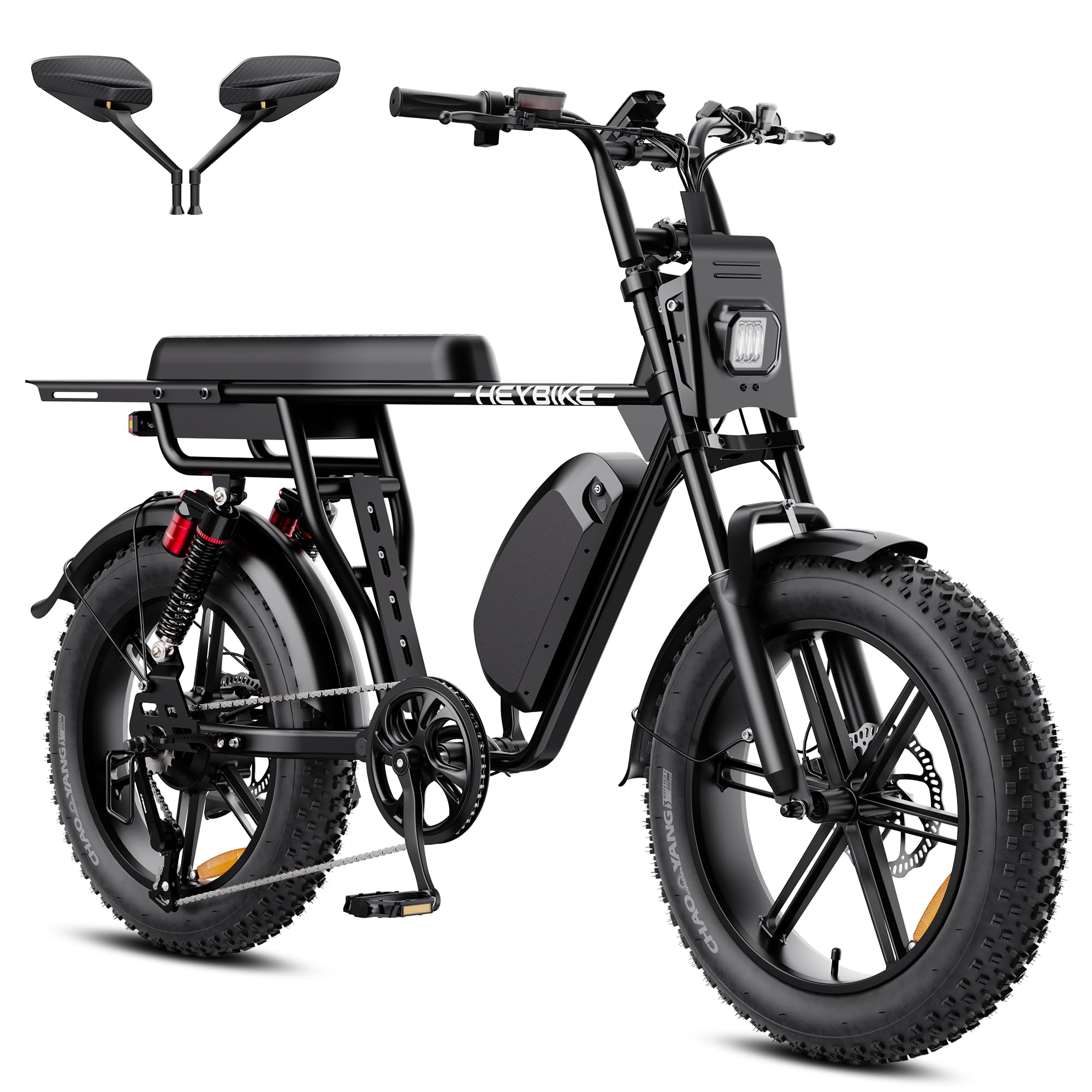 Heybike Saturn Electric Bike for Adults, 956.8Wh Removable Battery, Up to 50 Miles Range,1800W Peak, Full Suspension&Hydraulic Disc Brakes, 20"x4.0" Fat Tire Ebike for Commuting,Beach