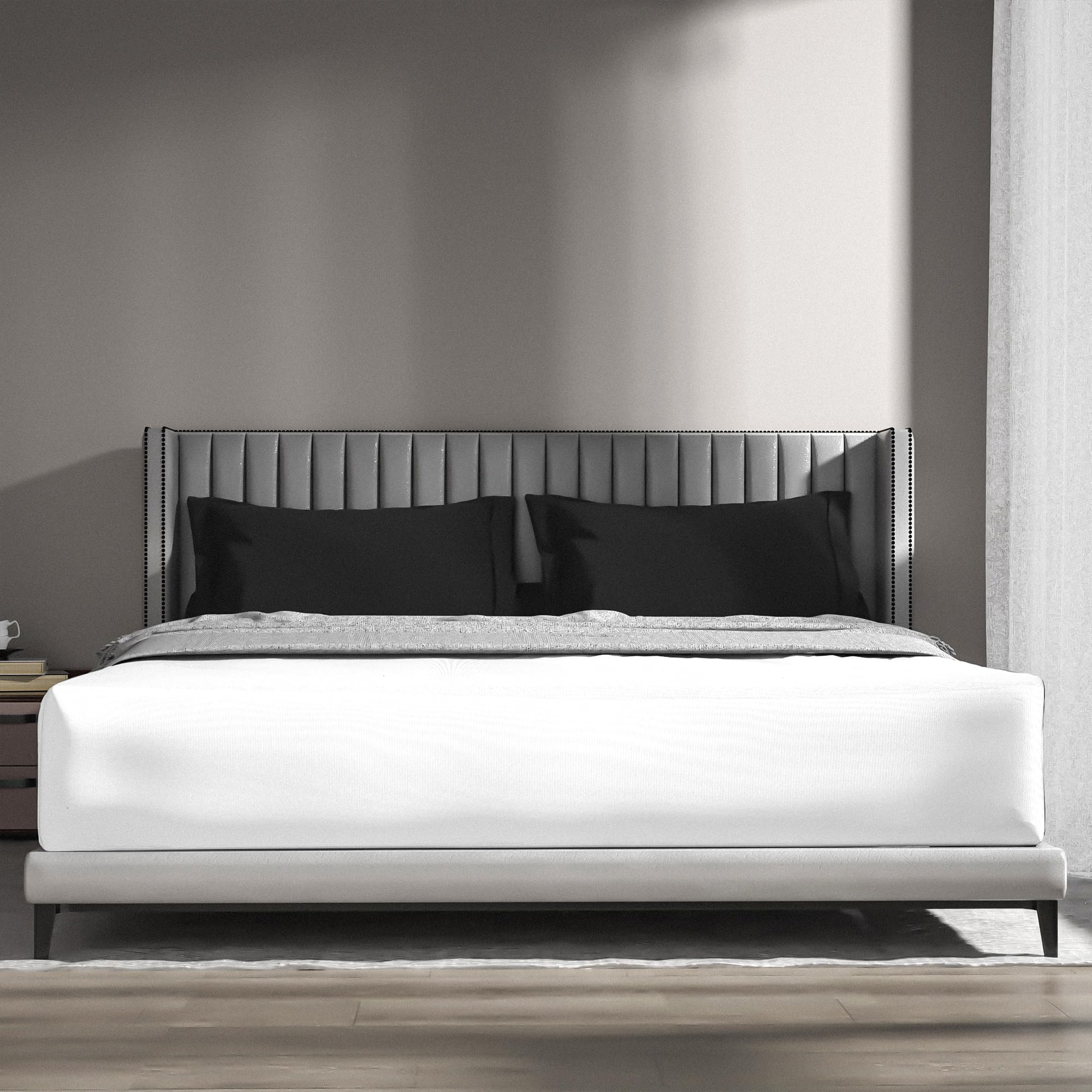 wyewye Double Fitted Sheet, White, 135x190 cm with 40 cm Super Deep Pocket, Microfiber Fabric Bed Fitted Sheets, Breathable - Image 3