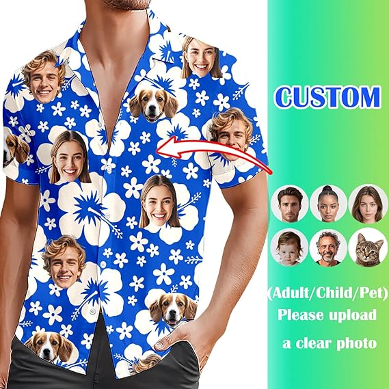 Chemise Hawaïenne Personnalisable Avec Photo - Homme/Femme, Manches Courtes, Style Tropical - 4