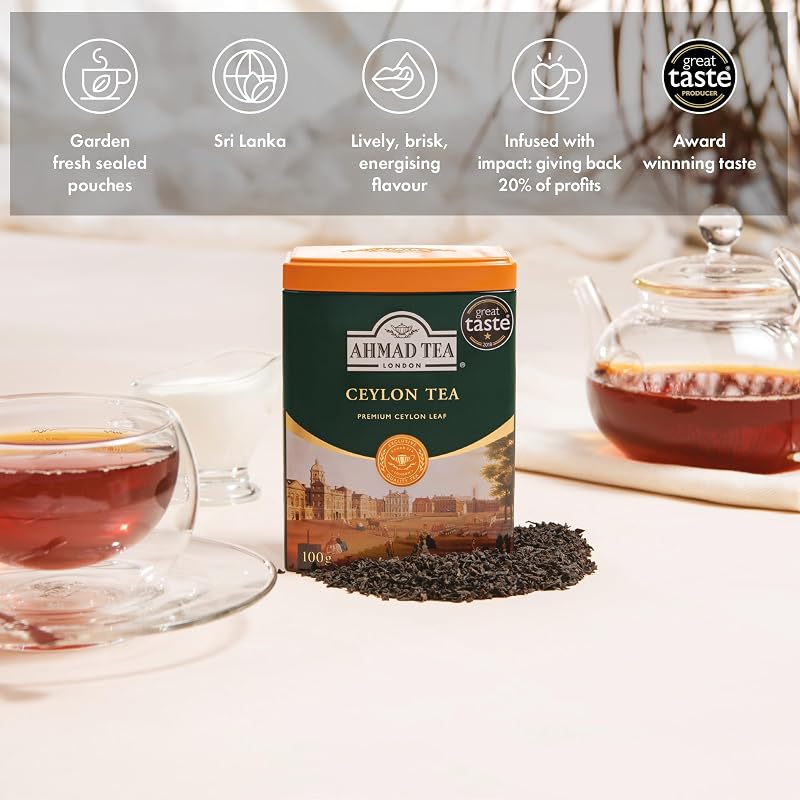 Ahmad Tea Chá Preto Ceylon em Folhas Soltas, 100 g