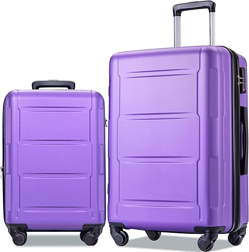 Merax Juegos de 3 piezas expandibles con cerradura TSA equipaje rígido ligero con ruedas giratorias Morado 2 Piezas 2028 talla única Juego de