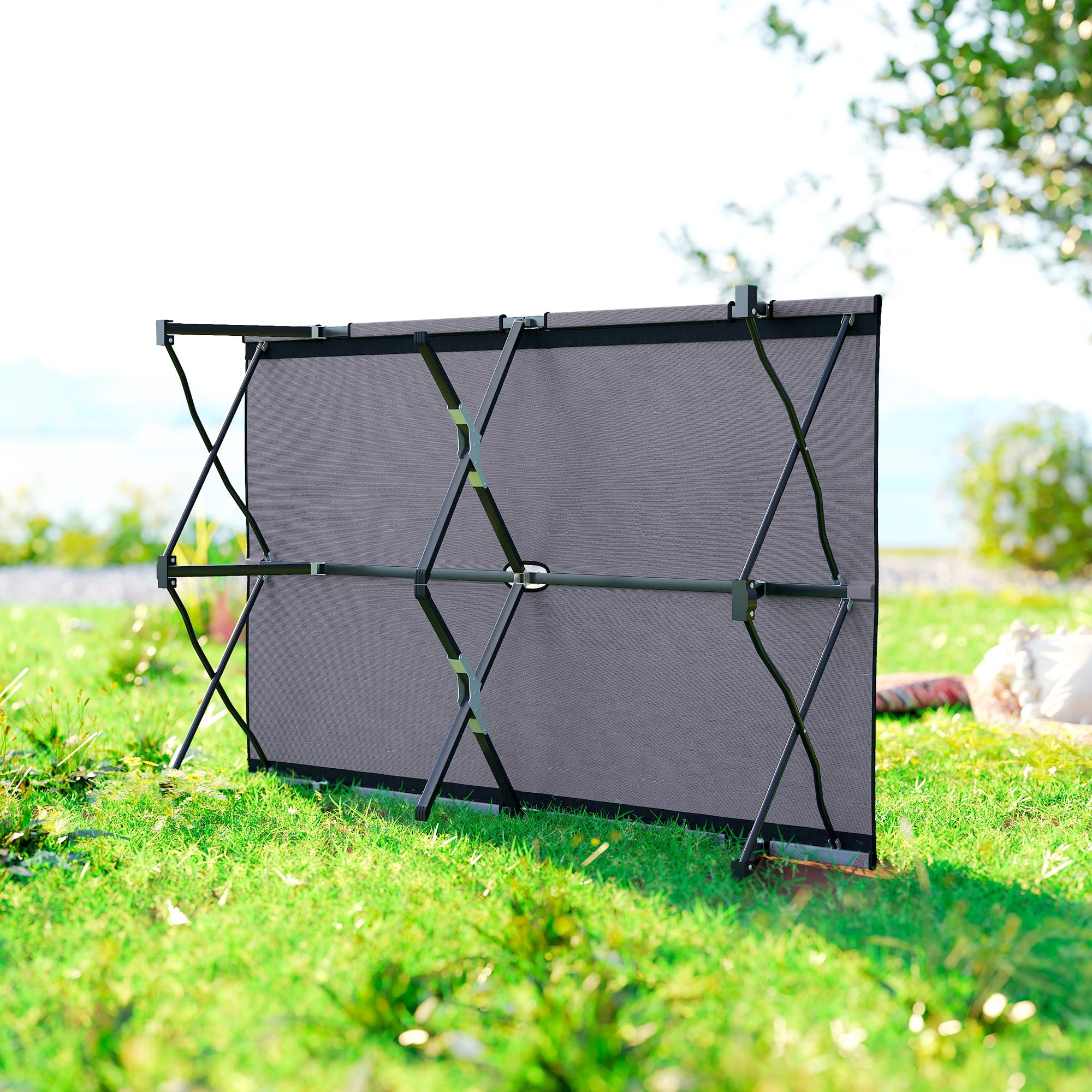 Outsunny Cama doble para acampar, cama de camping, cama plegable para exteriores, patio, cama de dormir súper ligera con bolsa de transporte (gris)
