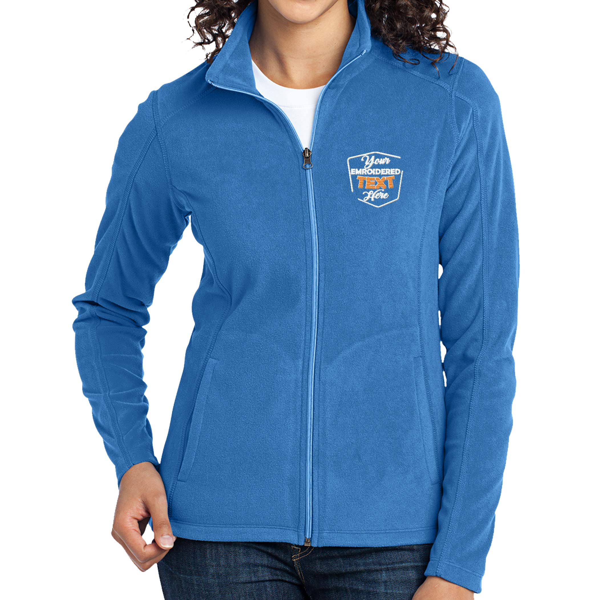 NACRE APPAREL Women Personalized Embroidered Fleece Jacket for Ladies Custom Zip Up Lightweight Microfleece Cozy Jacket