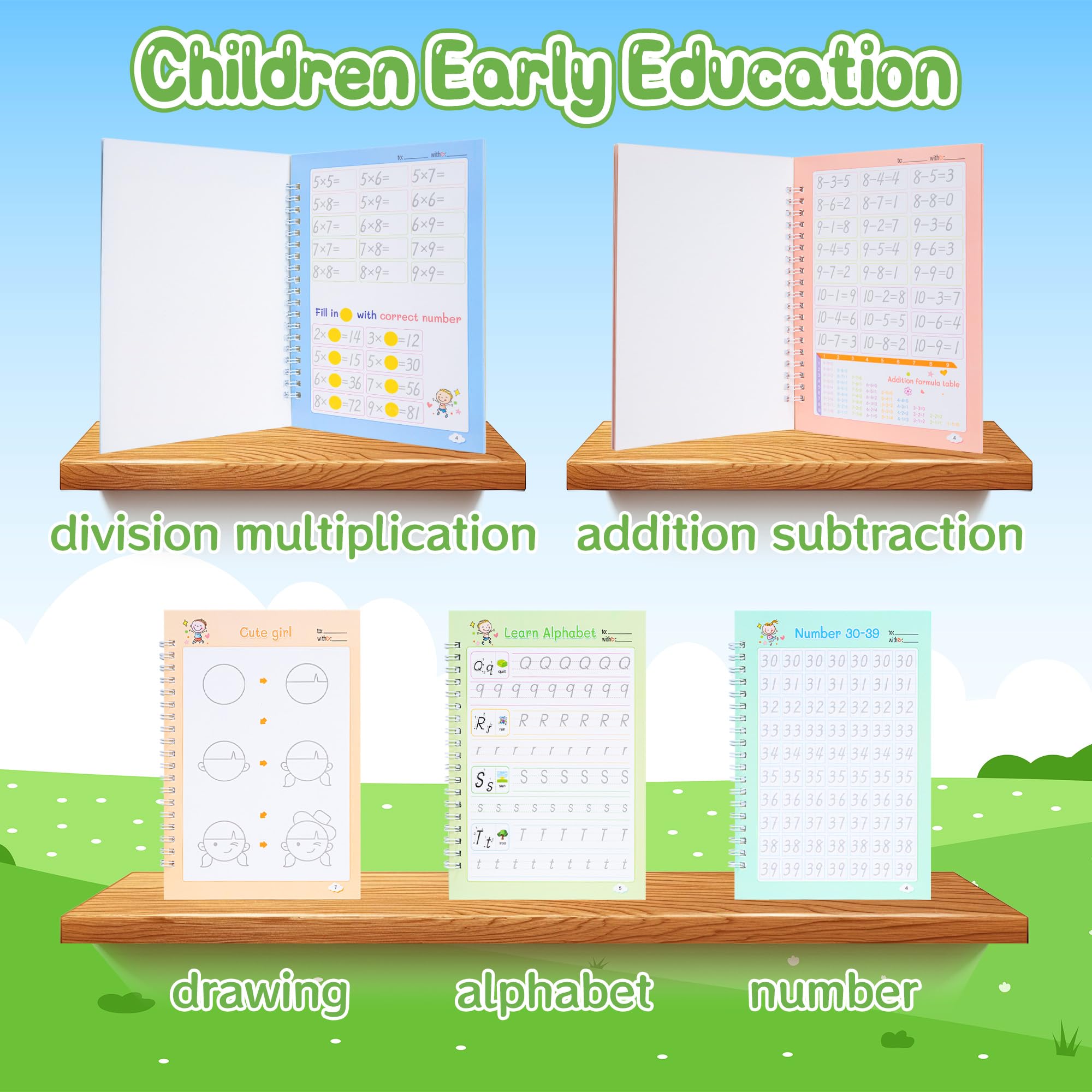 ZenBeya Grooved Handwriting Book Set, Reusable Handwriting Practice Learn to Write for Kids Age 3-8 - Image 3