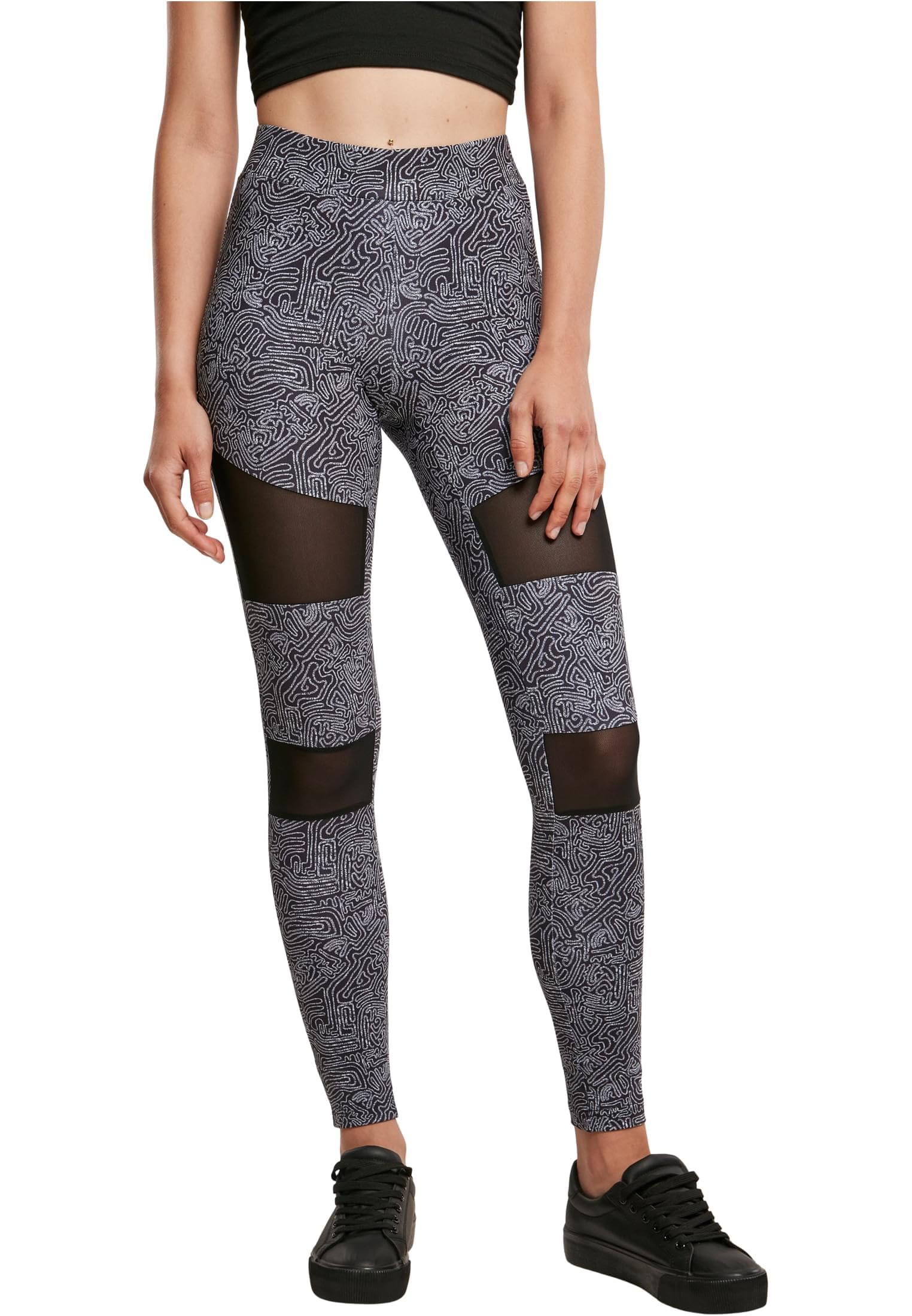 Urban Classics Ladies Tech Mesh AOP Leggings, Damen Leggings, erhältlich in vielen verschiedenen Farben, Größen XS bis 5XL
