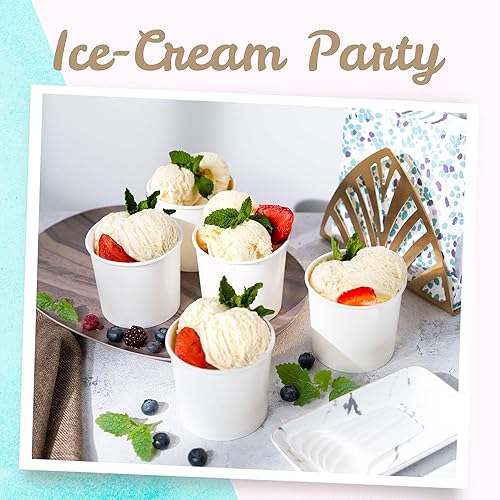 Miniatura 2 de MATICAN Vasos de papel para helado, 50 cuencos de postre desechables de 11 onzas para alimentos calientes o fríos, suministros de fiesta de 11