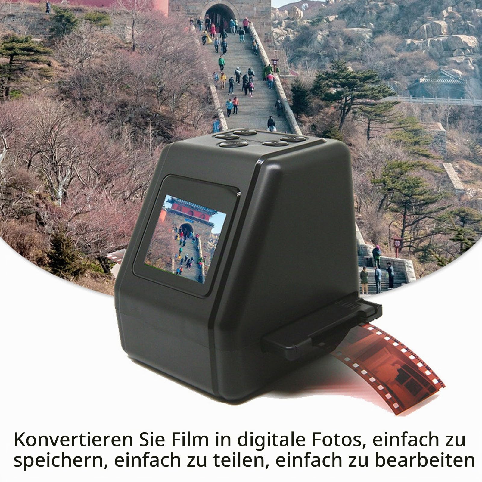 Diascanner zum Digitalisieren, Digital Fotoscanner Negativ und Diascanner mit 2 Zoll LCD-Bildschirm, Multiscanner für Fotos Dias und Negative 135 126KPK 110 8 mm Film
