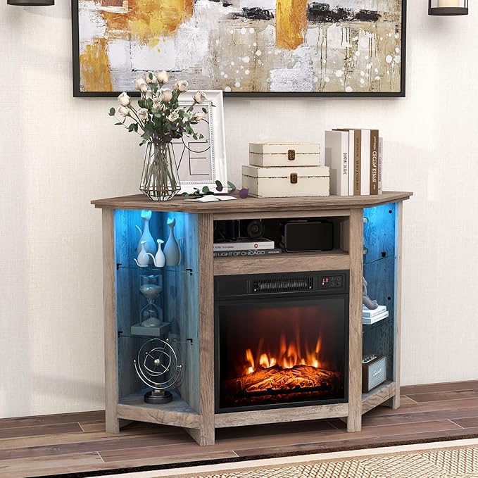 Soporte para TV chimenea eléctrica 50" CHEFJOY gris miniatura 3