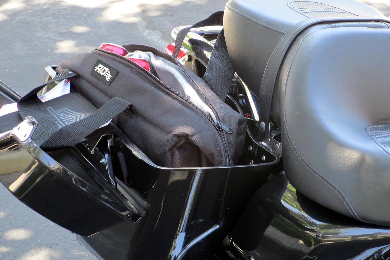 AO Coolers Motorcycle Saddle Bag Soft Coolers, 15-Can Capacity, Black