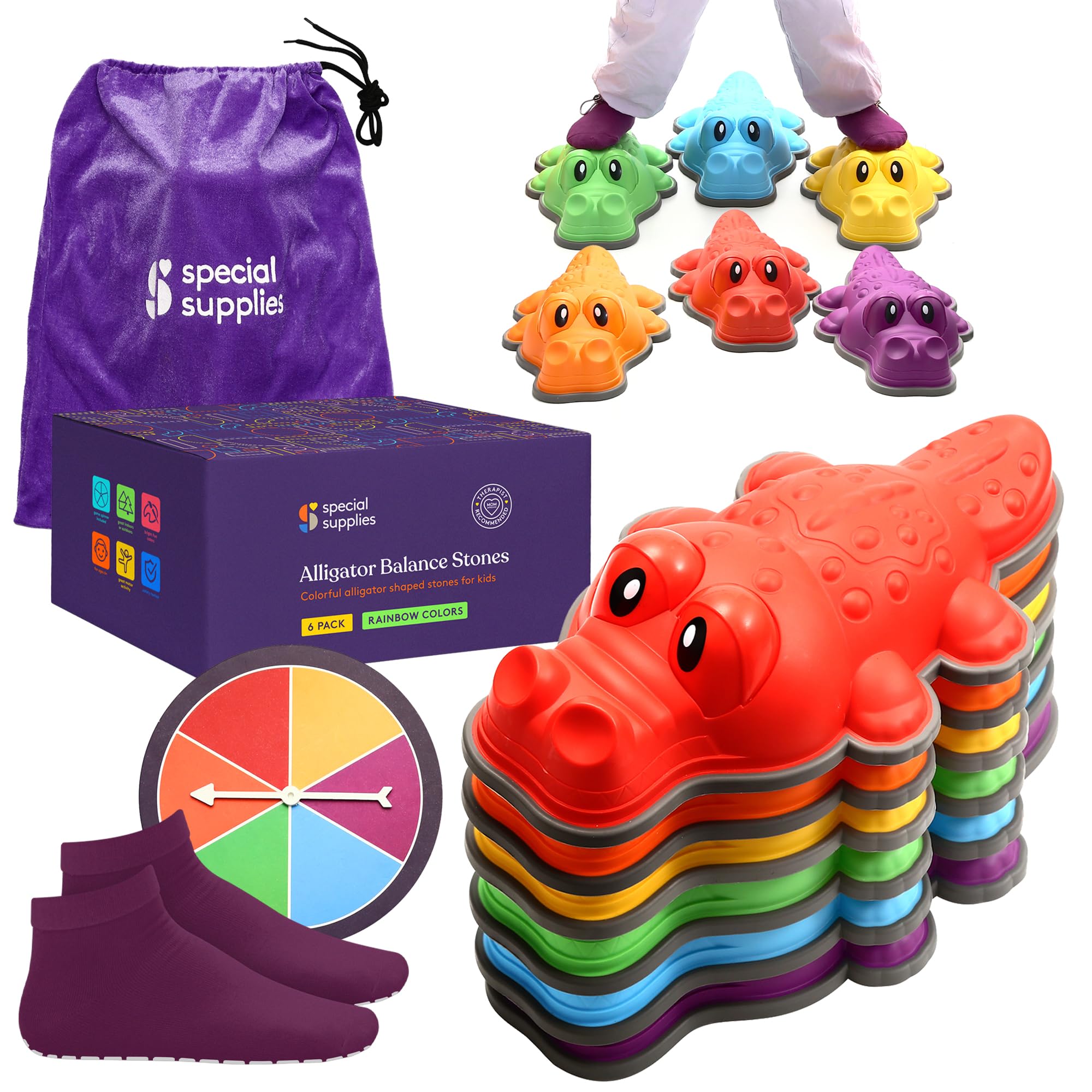 Special Supplies Stepping Stones for Kids - Indoor/Outdoor Play - Child Safe Rubber, Non-Slip Edging - Promotes Coordination, Balance, Strength- Set