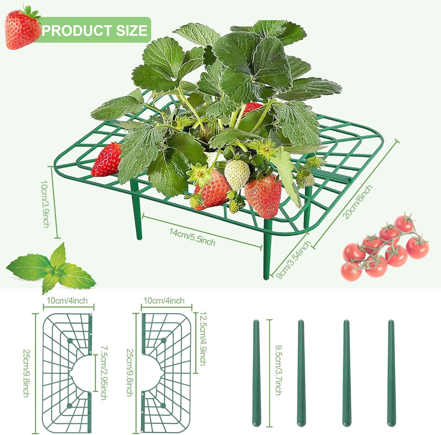 10Pack Strawberry Plant Support, Strawberry Plant Stand Holder Reusable Strawberry Plant Protector Greenhouse Strawberry Trellis Accessories Strawberry Planter for Strawberry Garden Plants