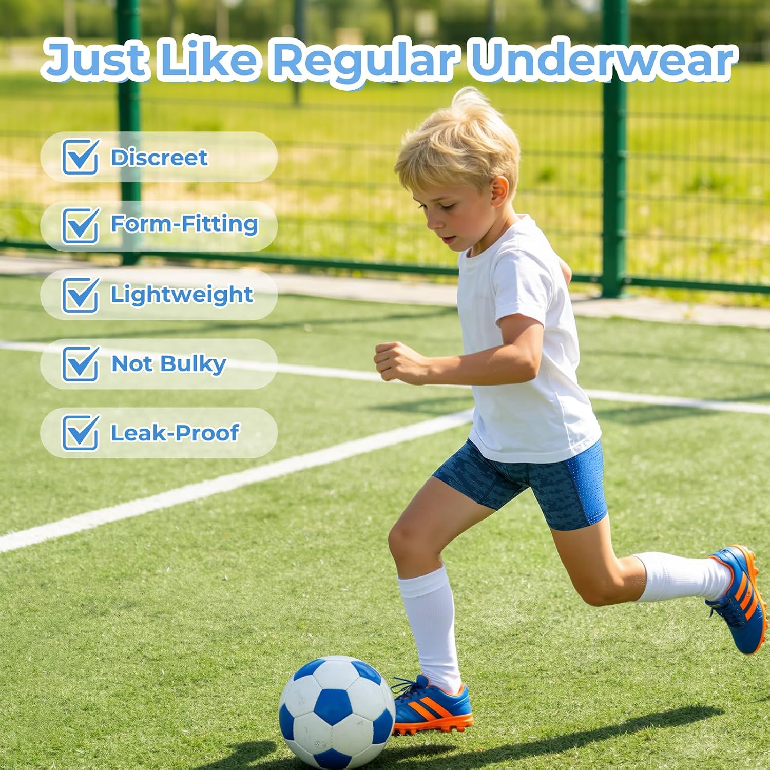 Carer Boy's Washable Incontinence Underwear 4-Pack, Size 10 | Light-to-Moderate Front Absorbency, Reusable & Machine Washable, Daytime Use, Discreet, Leak-Proof Urinary Training Boxers