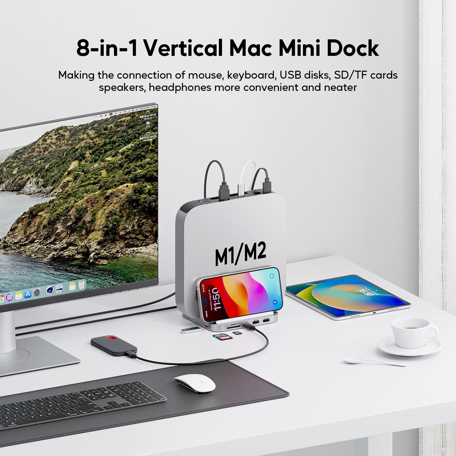 PULWTOP Mini Hub Mac com gabinete SSD M.2 PCIe NVMe, suporte