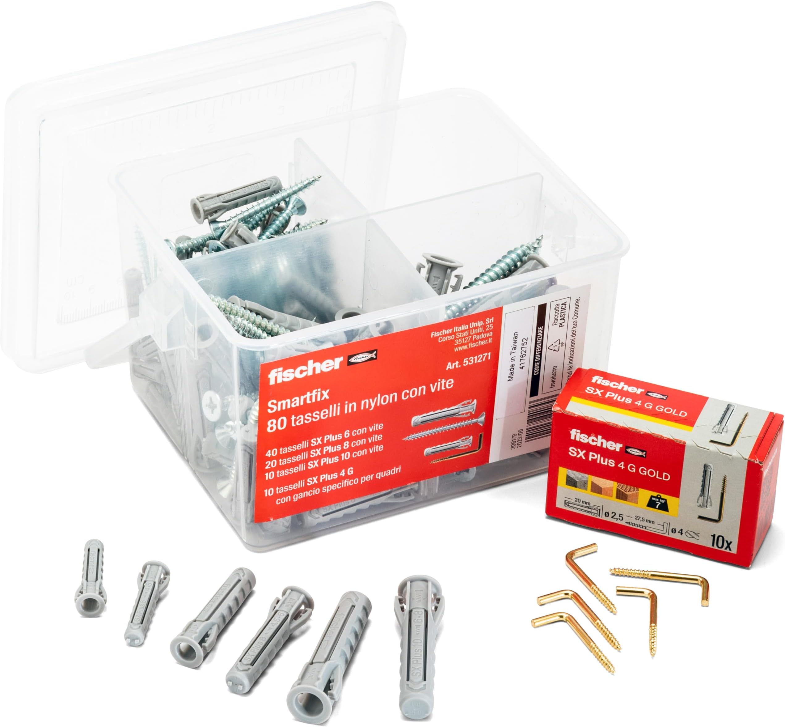 Fischer Kit Smartfix Box, 80 Tasselli Con Vite Con Gancio Per Muro ...