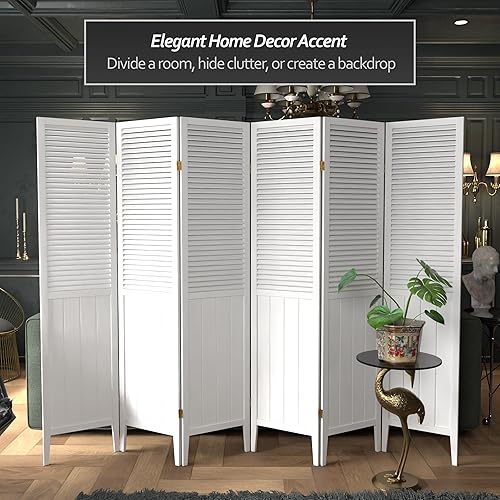 Miniatura 10 de Oriental Furniture - Divisor de abalorios de 6 pies de alto, color blanco, 3 paneles