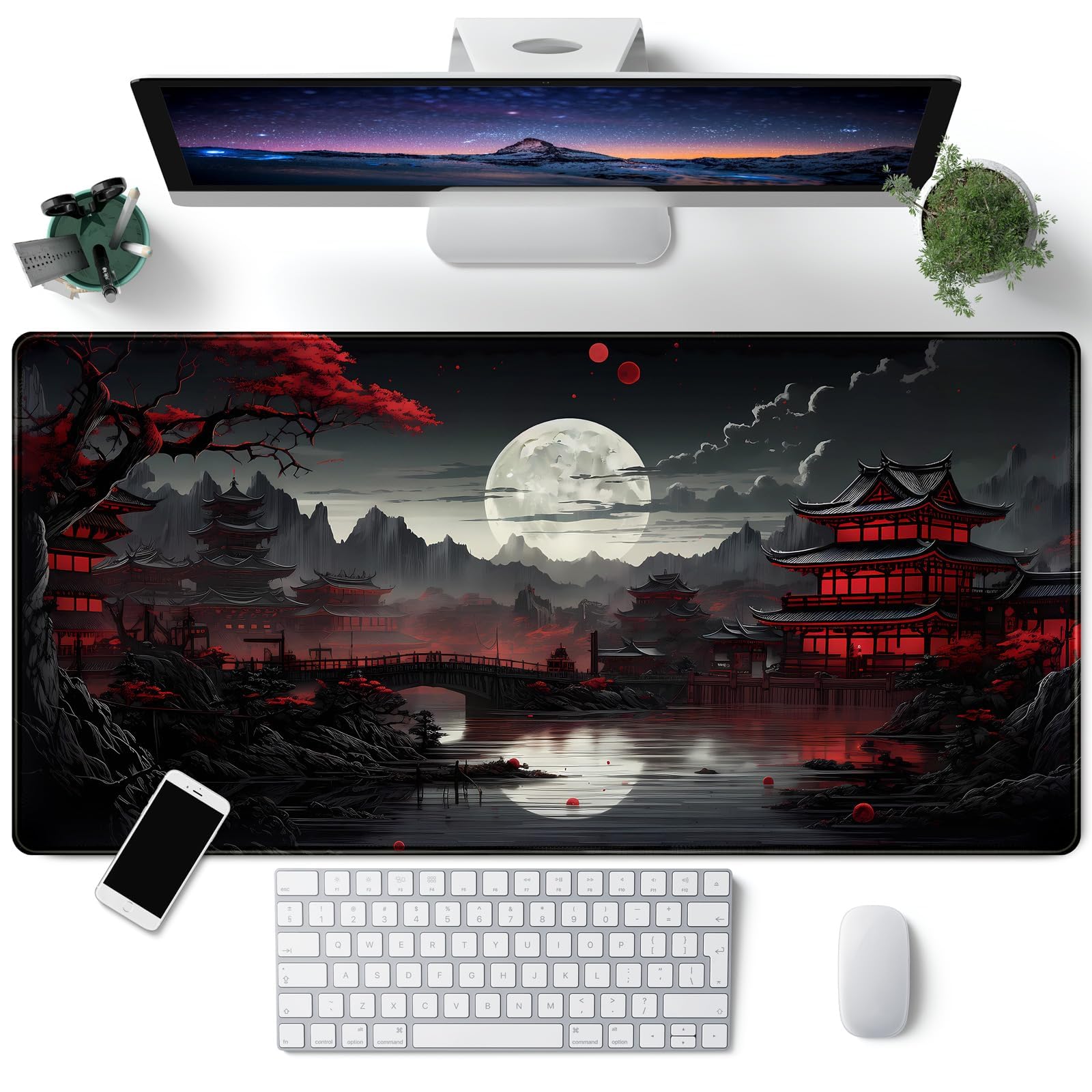 Alfombrilla De Ratón XXL Speed Gaming 800 X 300 mm - Alfombrilla para Ratón, Alfombrilla Escritorio Grande, Mouse Pad Mejora La Precisión Y La Velocidad -Full Moon