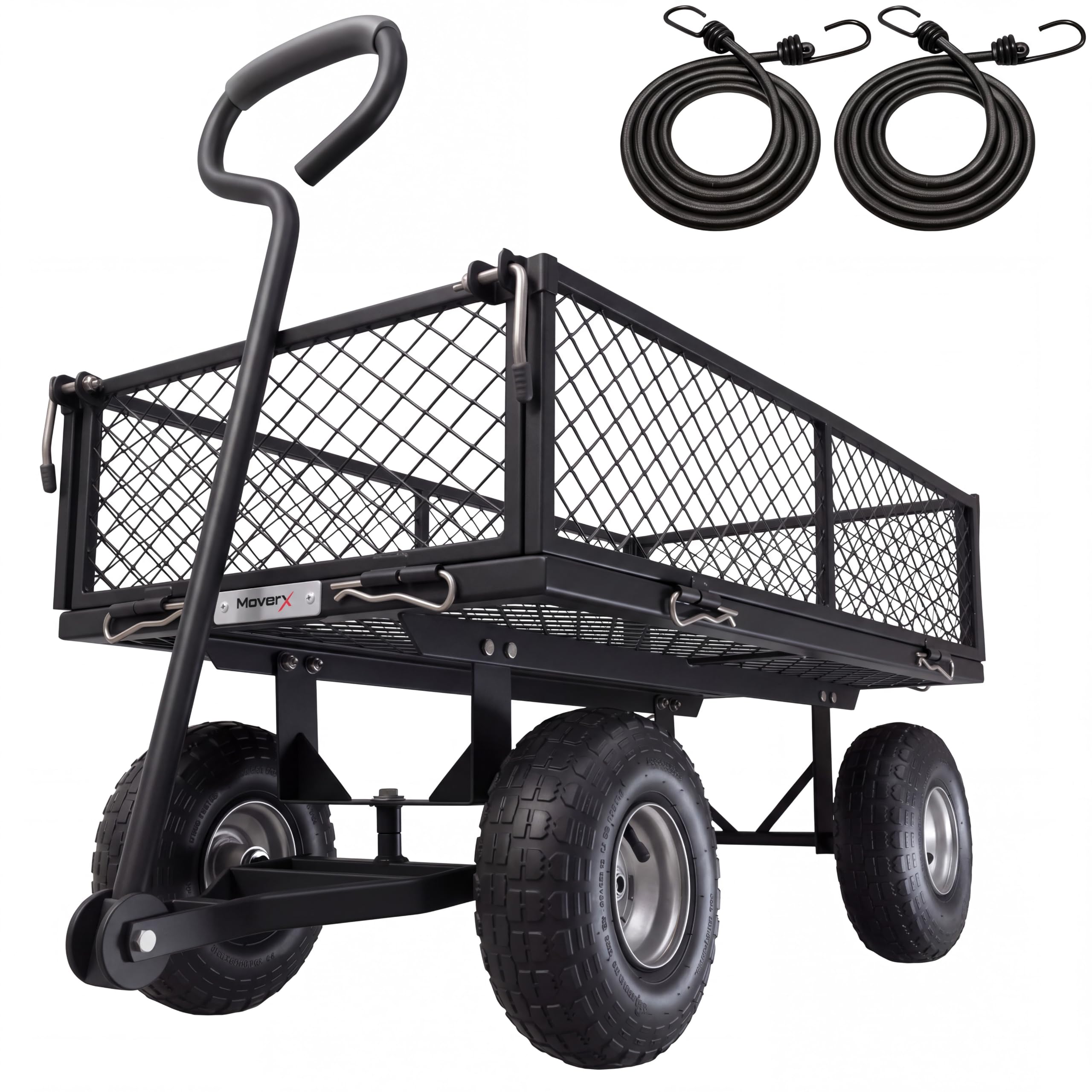 MoverX 250kg Heavy Duty Garden Trolley Cart on Wheels, Garden Cart | Heavy duty 4 wheel trolley, 250kg capacity, pneumatic wheels, mesh sides. gardening, camping, festival, fishing, beach